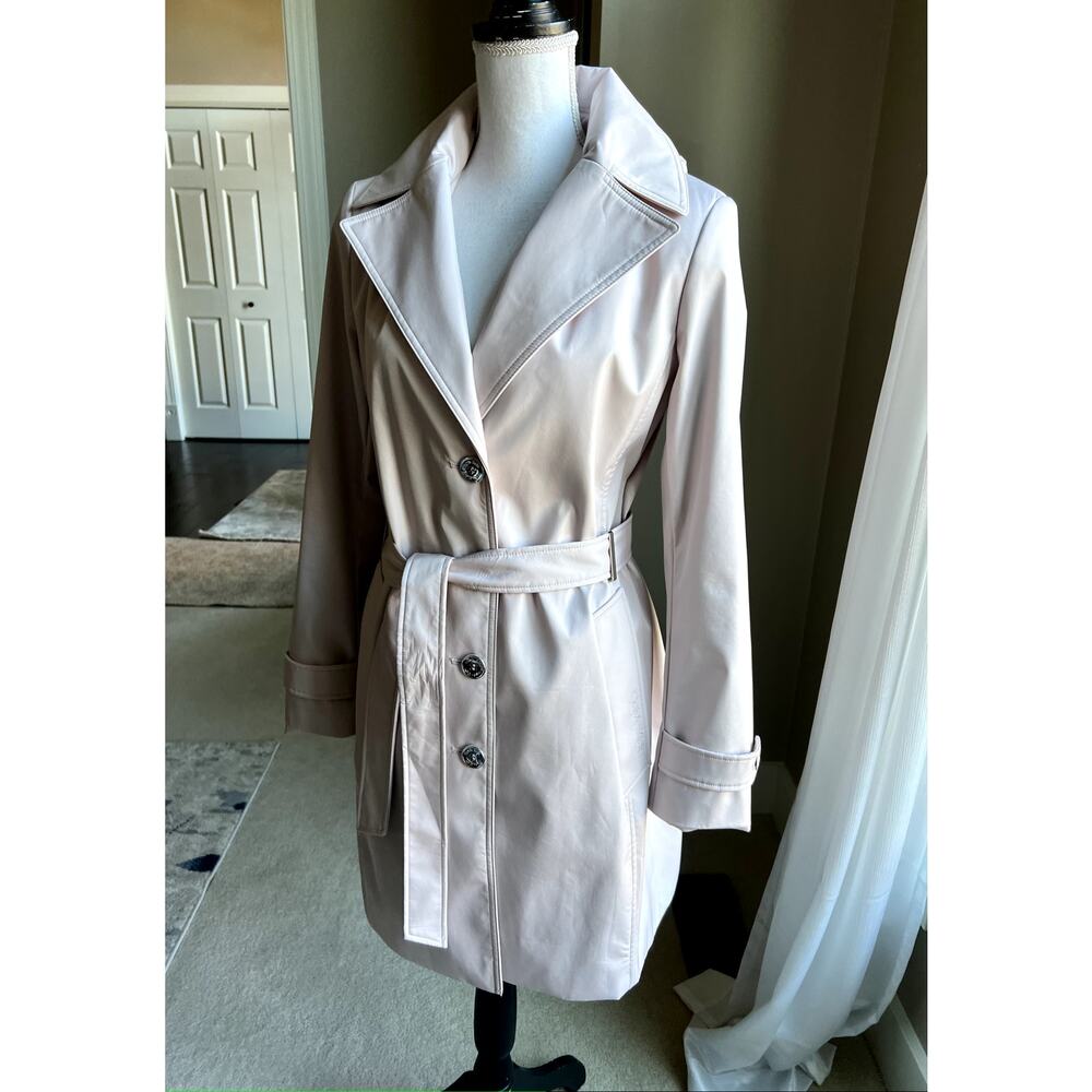 NWOT Calvin Klein blush pink belted water resistant trench coat size S - Picture 6 of 11